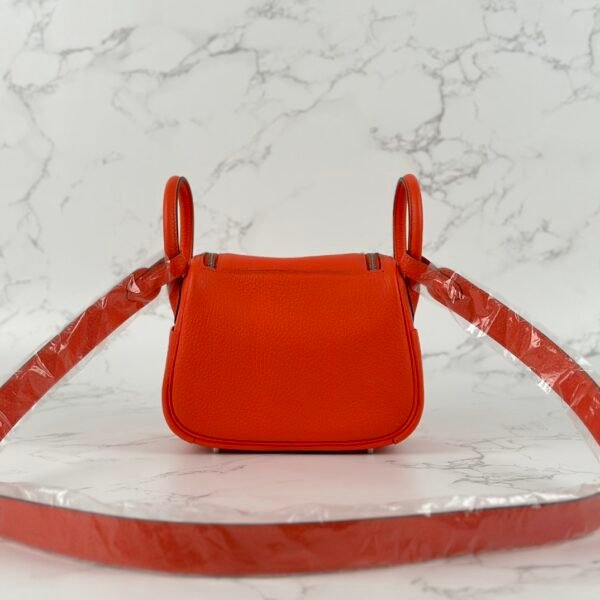 wsxc1723914566655_2 Hermes Mini Lindy 19CM Clemence Leather 9T Fue Orange Silver Hardware