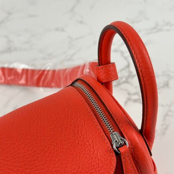 wsxc1723914566655_4 Hermes Mini Lindy 19CM Clemence Leather 9T Fue Orange Silver Hardware