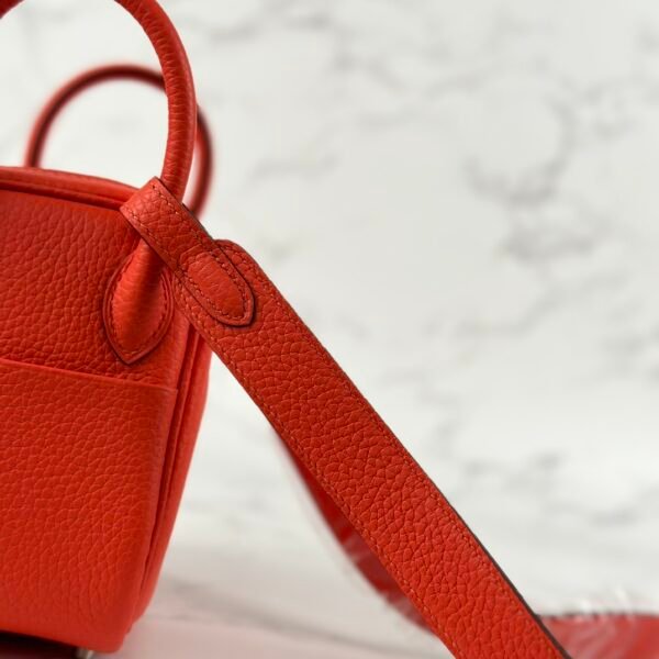 wsxc1723914566655_5 Hermes Mini Lindy 19CM Clemence Leather 9T Fue Orange Silver Hardware