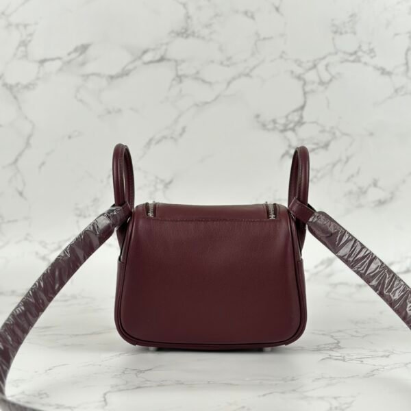 Hermes Swift Leather Mini Lindy 19CM CK57 Bordeaux Silver Hardware