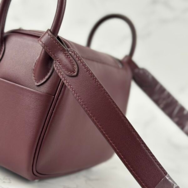 Hermes Swift Leather Mini Lindy 19CM CK57 Bordeaux Silver Hardware