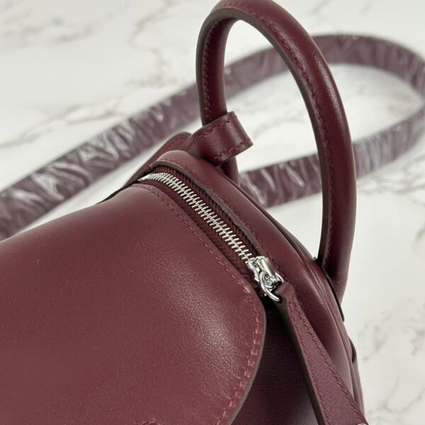 Hermes Swift Leather Mini Lindy 19CM CK57 Bordeaux Silver Hardware
