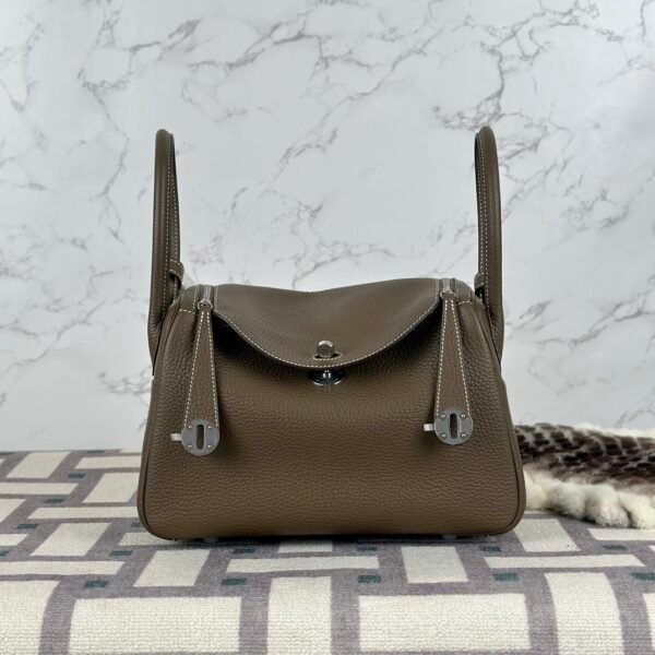 wsxc1724164312937_0 Hermes Bag Price Clemence Leather Lindy 26CM CK18 Etoupe Silver Hardware