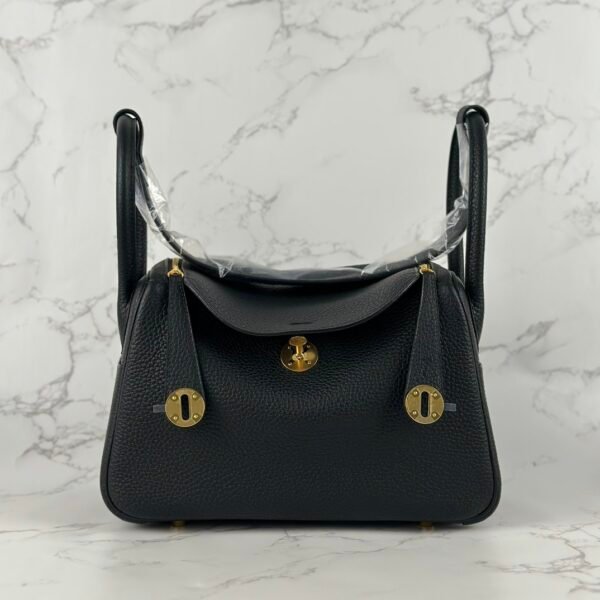 USA New York Hermes Clemence Leather Lindy 26CM CC89 Noir Gold Hardware