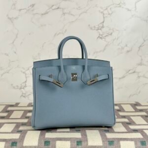 wsxc1724941122750_0 Hermes Bag Images Birkin 25CM Togo Leather J7 Blue Lin Silver Hardware