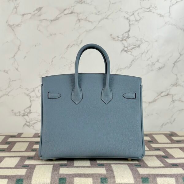 Hermes Bag Images Birkin 25CM Togo Leather J7 Blue Lin Silver Hardware