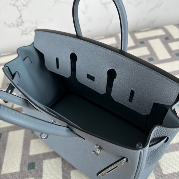 Hermes Bag Images Birkin 25CM Togo Leather J7 Blue Lin Silver Hardware