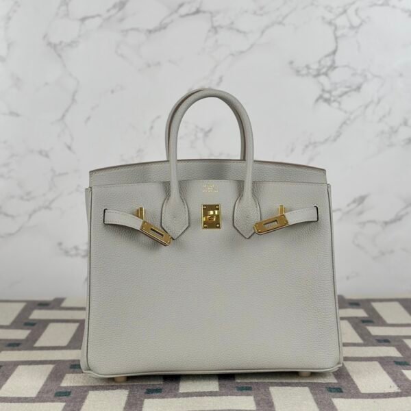 wsxc1724941126045_0 Handmade Hermes Togo Leather Birkin 25CM CC80 Gris Pearl Gold Hardware