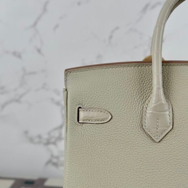 Hermes Bag Price Birkin Touch 25CM Matte Alligator Crocodile / Togo 8L Beton Silver Hardware
