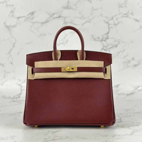 UK London Hermes Epsom Leather Birkin 25CM CC55 Rouge H Gold Hardware