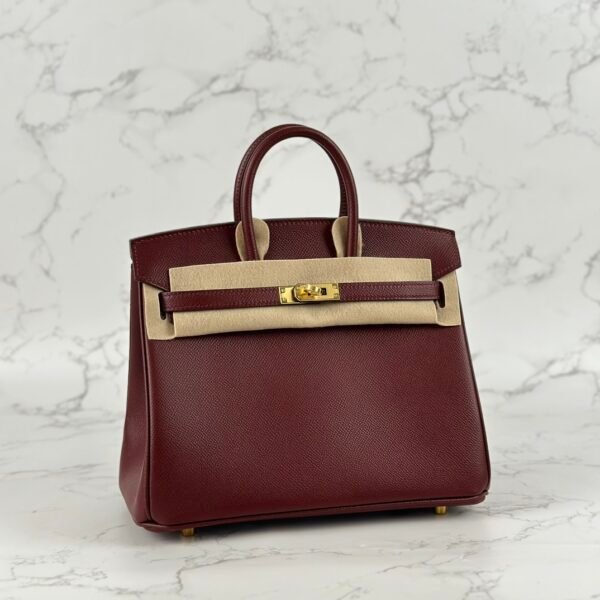 UK London Hermes Epsom Leather Birkin 25CM CC55 Rouge H Gold Hardware