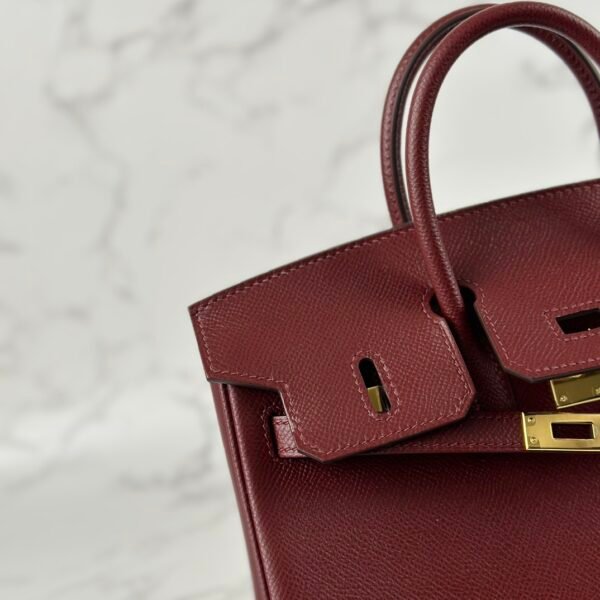 UK London Hermes Epsom Leather Birkin 25CM CC55 Rouge H Gold Hardware