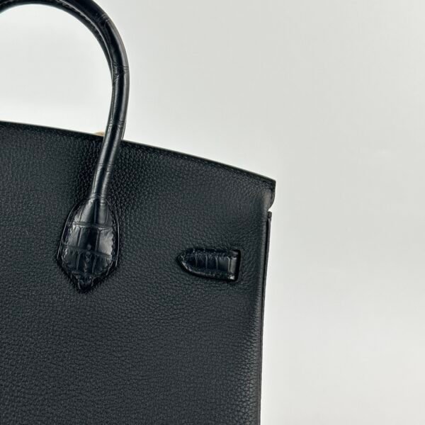 UB Hermes Birkin Touch 25CM Matte Alligator / Togo Leather CC89 Noir Gold Hardware