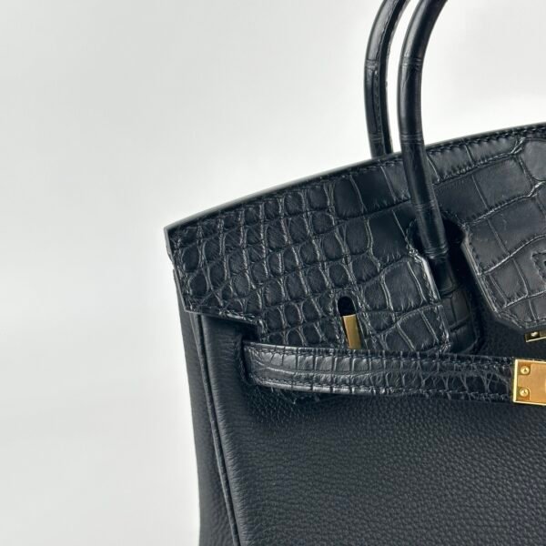 UB Hermes Birkin Touch 25CM Matte Alligator / Togo Leather CC89 Noir Gold Hardware