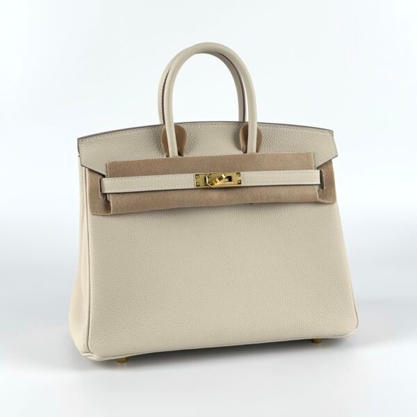 UB Hermes Bag Birkin 25CM Togo Leather CC10 Craie Gold Hardware