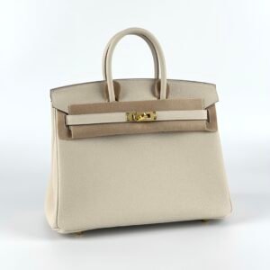 UB Hermes Bag Birkin 25CM Togo Leather CC10 Craie Gold Hardware