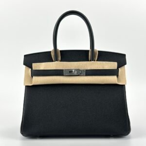 Hermes Bag Images Birkin 30CM Togo Leather CK89 Noir Silver Hardware