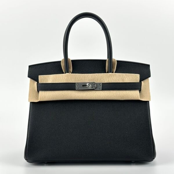 Hermes Bag Images Birkin 30CM Togo Leather CK89 Noir Silver Hardware