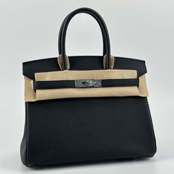 Hermes Bag Images Birkin 30CM Togo Leather CK89 Noir Silver Hardware
