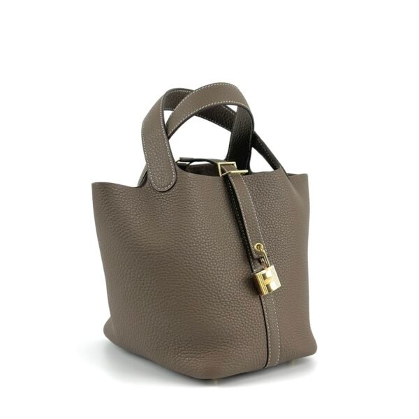 Hermes Picotin Bag 18CM CC18 Etoupe Clemence Leather Gold Hardware