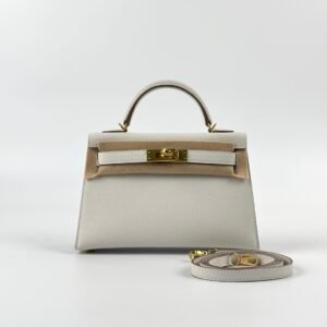 USA Washington Hermes Mini Kelly 19CM Epsom Leather M4 Gris Pale Gold Hardware