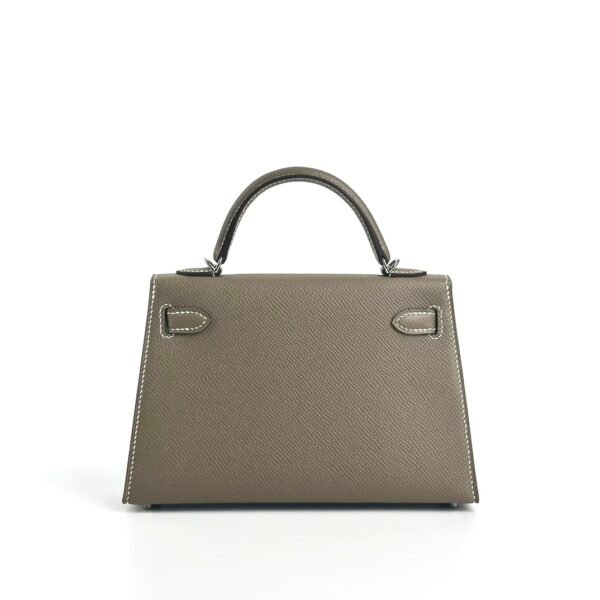 Hermes Bag Images Epsom Leather Mini Kelly 19CM CK18 Etoupe Silver Hardware