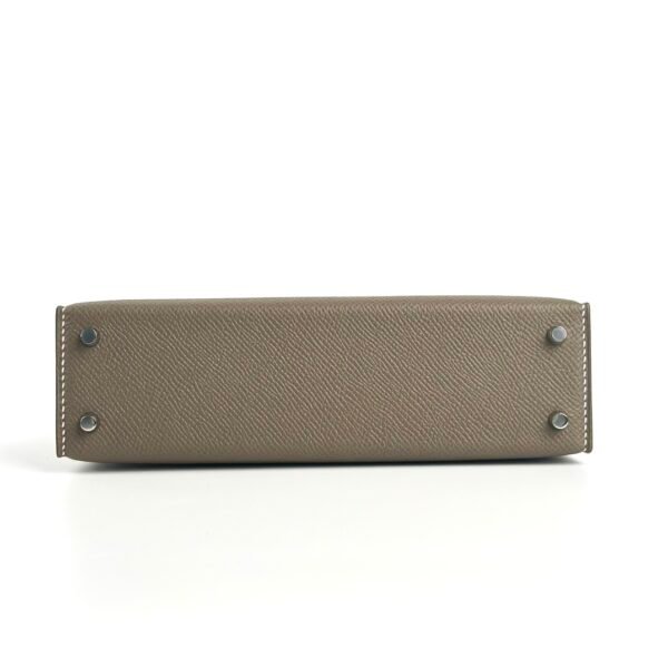 Hermes Bag Images Epsom Leather Mini Kelly 19CM CK18 Etoupe Silver Hardware