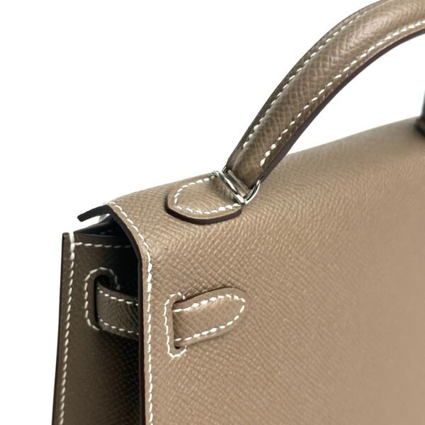 Hermes Bag Images Epsom Leather Mini Kelly 19CM CK18 Etoupe Silver Hardware
