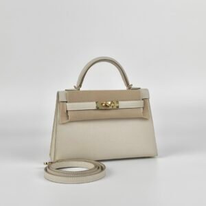 Qatar Doha Hermes Mini Kelly 19CM CC10 Craie Epsom Leather Gold Hardware