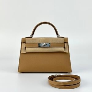 UK London Hermes Epsom Leather Mini Kelly 19CM 0M Chai Silver Hardware