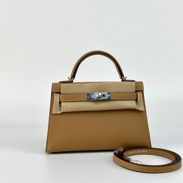 UK London Hermes Epsom Leather Mini Kelly 19CM 0M Chai Silver Hardware