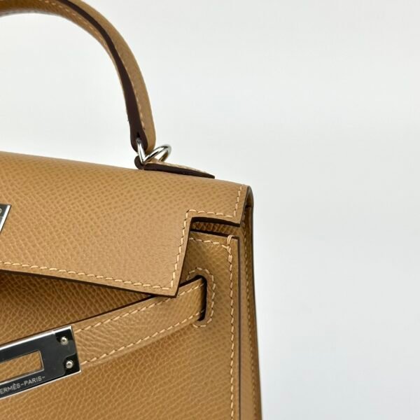 UK London Hermes Epsom Leather Mini Kelly 19CM 0M Chai Silver Hardware