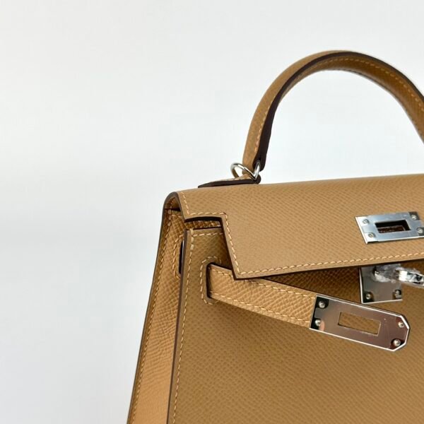 UK London Hermes Epsom Leather Mini Kelly 19CM 0M Chai Silver Hardware