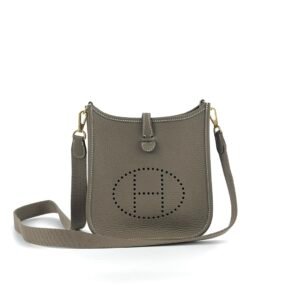 UK London Hermes CC18 Etoupe Grey Clemence Leather Mini Evelyne 18CM Gold Hardware