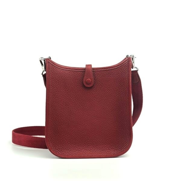 wsxc1726153593386_1 Full Handmade Hermes Mini Evelyne 18CM Clemence Leather CK55 Rouge H Silver Hardware