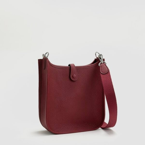 wsxc1726153595125_1 Full Handmade Hermes Mini Evelyne 18CM Clemence Leather CK55 Rouge H Silver Hardware