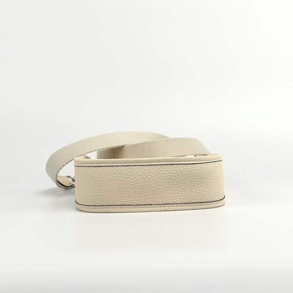 Hermes Bag Images Mini Evelyne 18CM Clemence Leather I2 Nata Silver Hardware