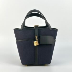 wsxc1727101782924_1 UK London Hermes Picotin Cargo 18CM 76 Blue Marine Canvas & Swift Gold Hardware