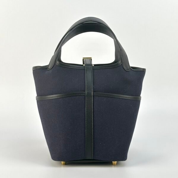 wsxc1727101782924_2 UK London Hermes Picotin Cargo 18CM 76 Blue Marine Canvas & Swift Gold Hardware