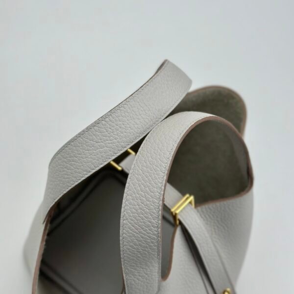 Hermes Bag Images Clemence Leather Picotin 18CM CC80 Gris Pearl Gold Hardware