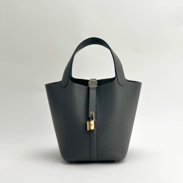 USA Los Angeles Hermes 0LGris Meyer Clemence Leather Picotin 18CM Gold Hardware