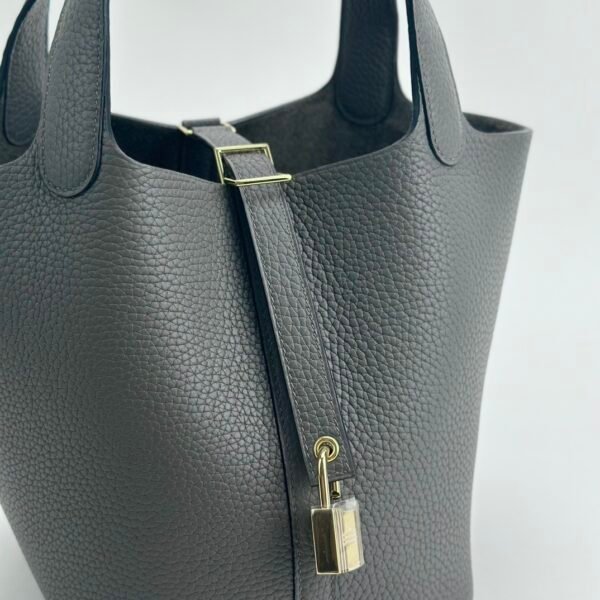 USA Los Angeles Hermes 0LGris Meyer Clemence Leather Picotin 18CM Gold Hardware