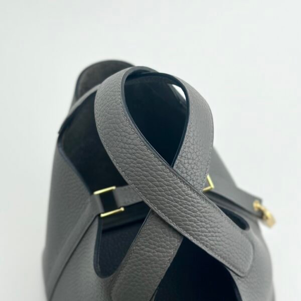 USA Los Angeles Hermes 0LGris Meyer Clemence Leather Picotin 18CM Gold Hardware