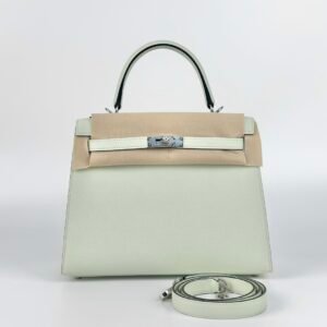 USA New York Hermes Epsom Leather Kelly Sellier 25CM 0S Vert Fizz Silver Hardware