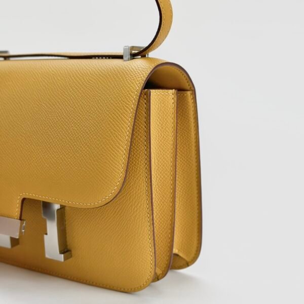 Hermes Bag Images Epsom Leather 9D Jaune Amber Constance 18CM Silver Hardware