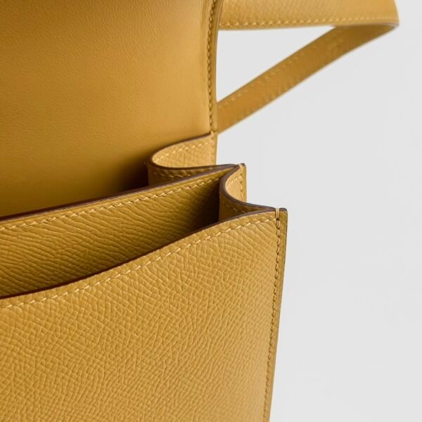 Hermes Bag Images Epsom Leather 9D Jaune Amber Constance 18CM Silver Hardware