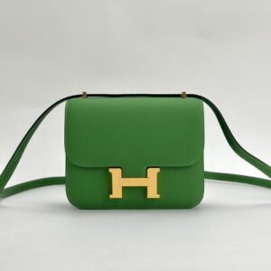 USA New York Hermes Constance 18CM Epsom Y8 Vert Yucca Gold Hardware