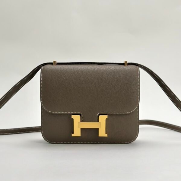 Korea Seoul Hermes Chevre Leather Constance 18CM CC18 Etoupe Gold Hardware