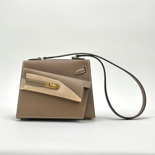 Hong Kong Hermes Kelly Desordre 20CM Epsom CC18 Etoupe Gold Hardware