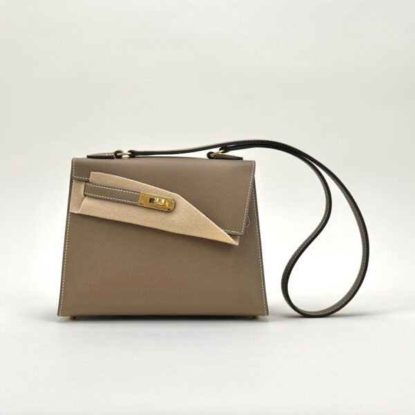 Hong Kong Hermes Kelly Desordre 20CM Epsom CC18 Etoupe Gold Hardware